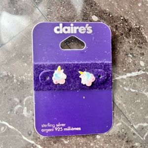 Claire's New Sterling Silver Pastel Unicorn Stud Earrings Kids